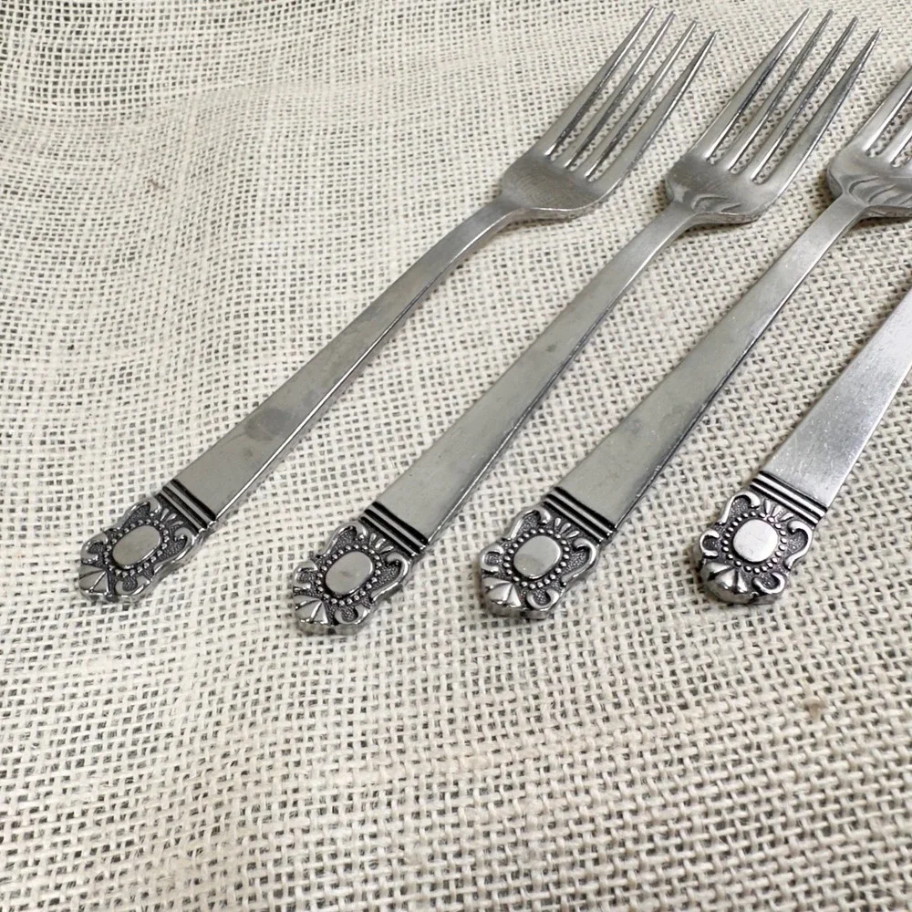 Vintage Hanford Forge Mystique Stainless Steel 4 Dinner Forks Japan H.F.